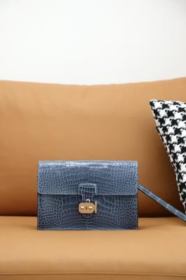 cheap quality Sac a Depeches 21 alligator N7 Bleu Tempete PHW